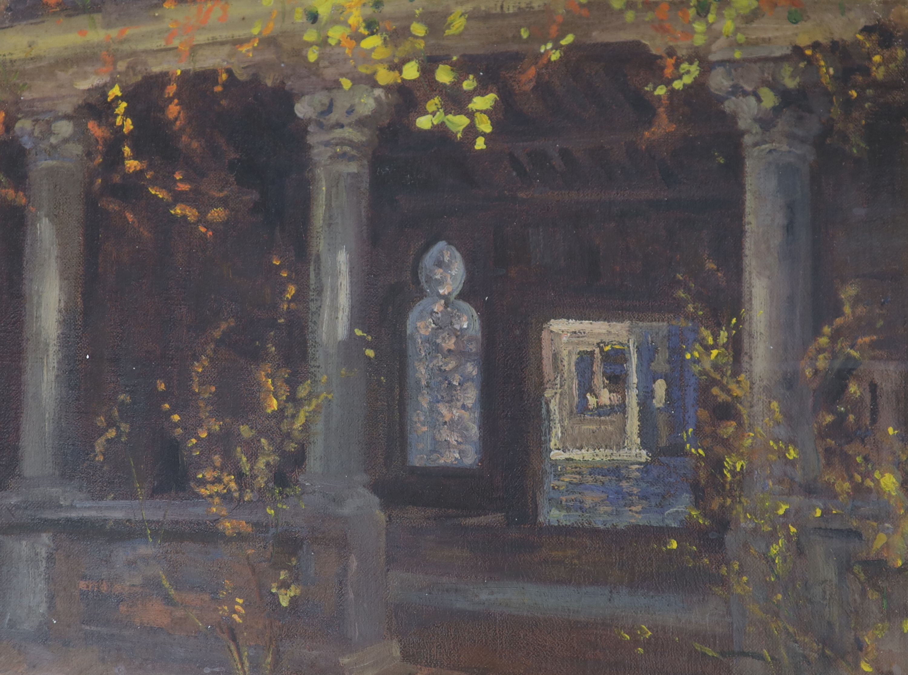 Christopher WIlliams RBA, oil on board, San Gregorio, Venetian Courtyard, inscribed verso, 29 x 38cm
